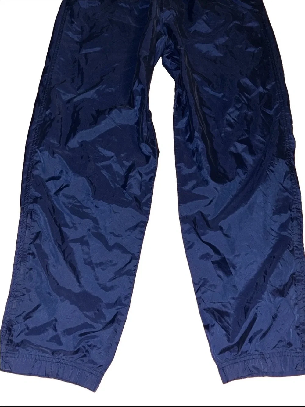 Nike Silver Tag Y2K Windbreaker Track Pants Navy Blue SZ.L Baggy Zip Ankle Nylon